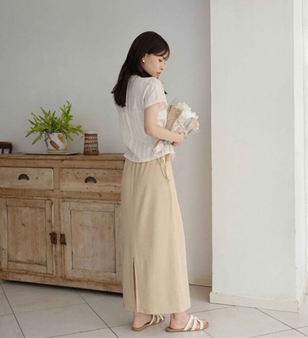CHAN ME（チャンミ）の「リブロングタイトスカート（ロングスカート）」｜詳細画像