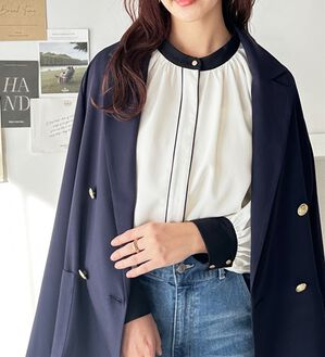 GeeRA（ジーラ）の「前後２ＷＡＹバイカラーブラウス（ブラウス）」｜アイボリー系