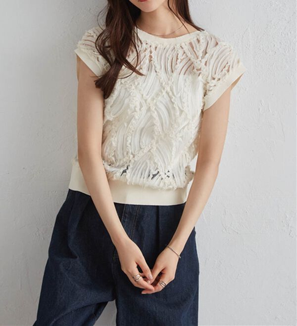 RANAN（ラナン）の「【前後２ＷＡＹ】シアー刺しゅうベスト（ベスト）」｜詳細画像