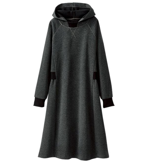 BELLUNA（ベルーナ）の「リブ使いパーカーワンピース（カットソーワンピース）」｜詳細画像