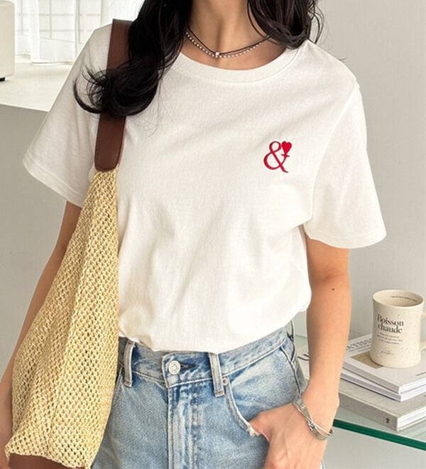 GeeRA（ジーラ）の「アンドハート刺しゅうＴシャツ（Tシャツ）」｜詳細画像