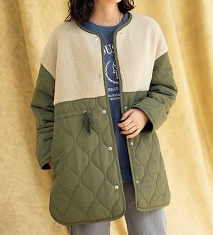 ルフラン（ルフラン）の「ボアキルト使い異素材コート（ロングコート）」｜詳細画像