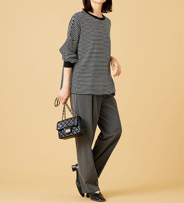 BELLUNA（ベルーナ）の「ゆったり体型カバー！ボーダープルオーバー（カットソー）」｜詳細画像
