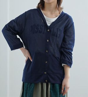 A HAPPY MARILYN（アハッピーマリリン）の「【Ｌ～５Ｌ】長袖・七分袖・半袖　シンプル　カーディガン（ニットカーディガン）」｜ネイビー