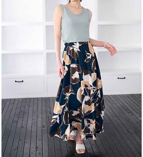 即完品✨限定　極美品　エスゼット×ロンハーマン　ボタニカルスカート　ブルー 即完品✨限定 極美品 エスゼット×ロンハーマン ボタニカル