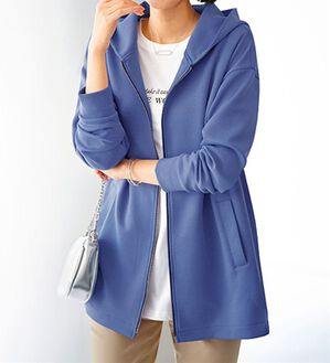 BELLUNA（ベルーナ）の「フードデザインとろみ素材ジップアップパーカー（パーカー）」｜ライラック