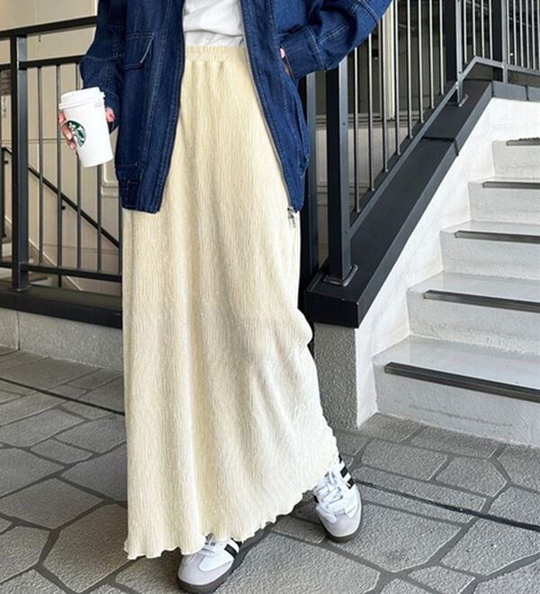 GeeRA（ジーラ）の「すっきり見え！ベロアプリーツロングスカート（ロングスカート）」｜詳細画像