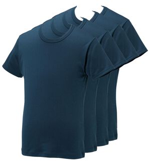 「【４枚組】サーモケア（Ｒ）綿混裏起毛インナー（メンズ肌着・インナーウェア）」｜ネイビー4枚組 半袖丸首