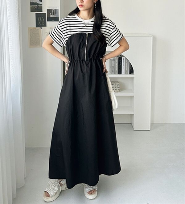 GeeRA（ジーラ）の「ハーフジップビスチェドッキングワンピース（その他ワンピース）」｜詳細画像