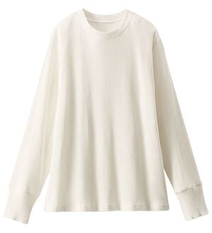BELLUNA（ベルーナ）の「＜ＭＡＴＯＬＩＡ＞着て潤うリブプルオーバー　ハイネック・クルーネック（カットソー）」｜クルーネック ホワイト
