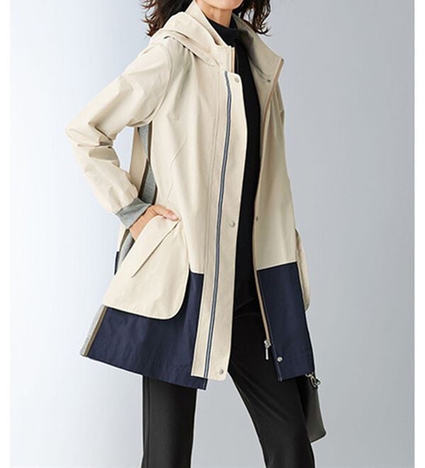 BELLUNA（ベルーナ）の「配色切替グログランテープ使いコート（ハーフコート）」｜詳細画像