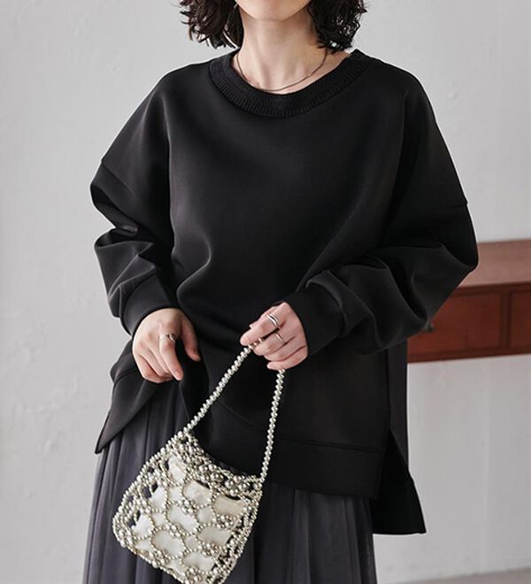 RANAN（ラナン）の「＜ＨＳ＞編立衿ポイントきれいめスウェット（カットソー）」｜詳細画像