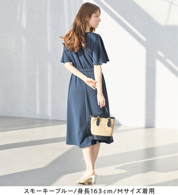 alotta（アロッタ）の「【4つの機能付】ひんやりフレア袖ベルト付ゆるワンピース（カットソーワンピース）」｜詳細画像