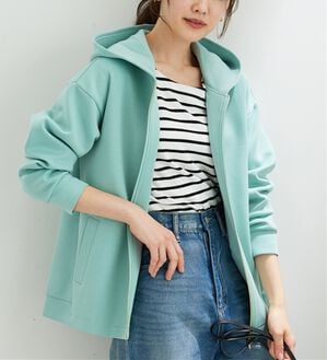 BELLUNA（ベルーナ）の「【快適Ｌａｂ．】とろみ素材裾タックパーカー（パーカー）」｜セージ