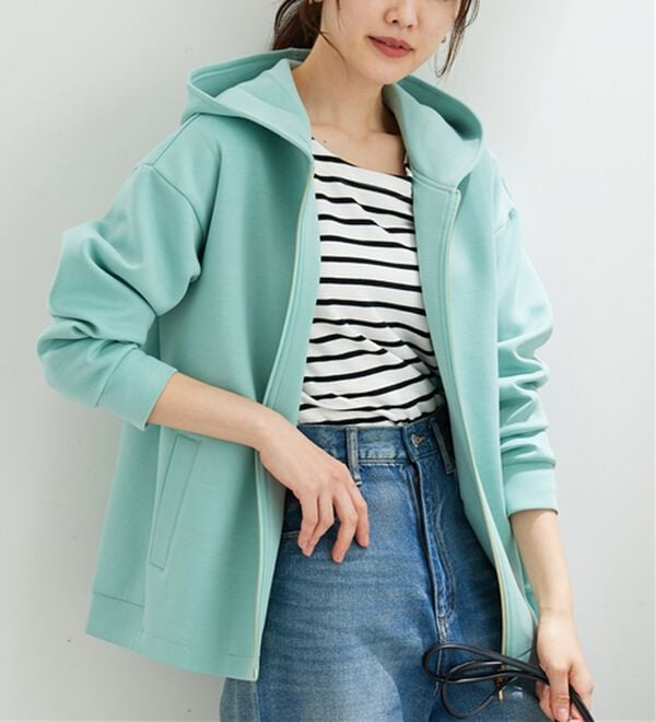 BELLUNA（ベルーナ）の「【快適Ｌａｂ．】とろみ素材裾タックパーカー（パーカー）」｜セージ