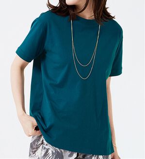 BELLUNA（ベルーナ）の「ヒンヤリ！綿１００％大人顔サマ見えＴシャツ（Tシャツ）」｜ターコイズ