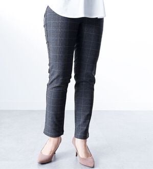 BELLUNA（ベルーナ）の「美脚ストレッチ裏起毛パンツ（フルレングスパンツ）」｜グレー系チェック