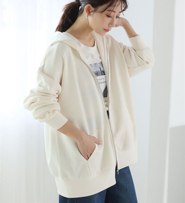 A HAPPY MARILYN（アハッピーマリリン）の「【Ｌ～６Ｌ】なめらかさらり美人なダンボールジップパーカースウェット（パーカー）」｜詳細画像