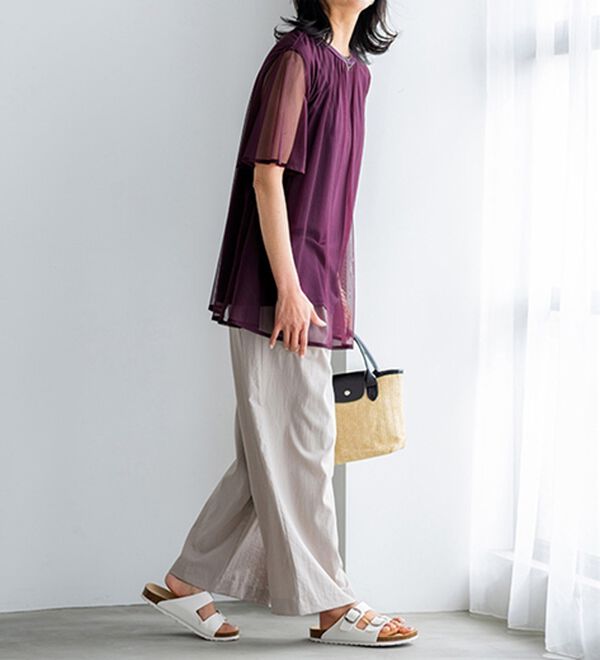 BELLUNA（ベルーナ）の「ふわり涼やか！チュール重ねチュニック（チュニック）」｜詳細画像