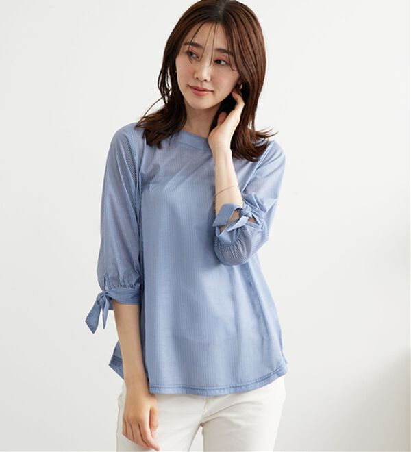 BELLUNA（ベルーナ）の「【2点セット】ストライプシャツ×ベストアンサンブル（アンサンブル）」｜詳細画像