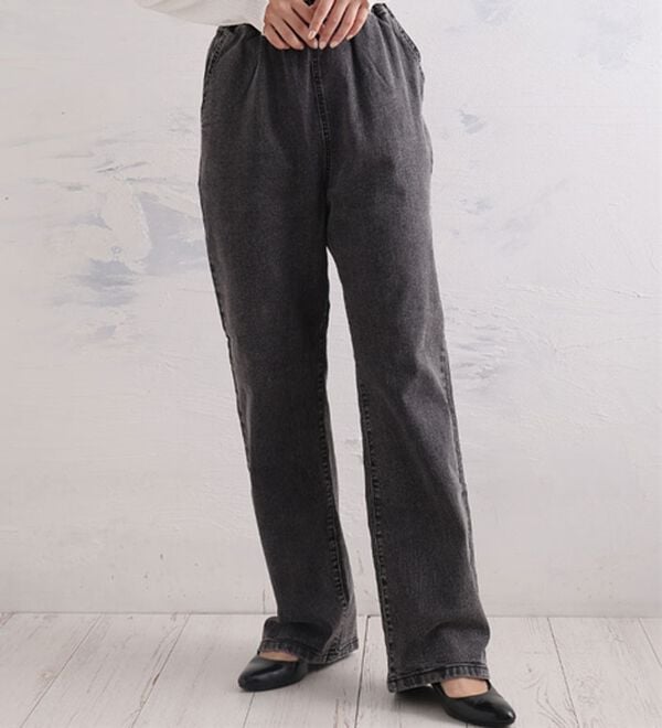 A HAPPY MARILYN（アハッピーマリリン）の「【Ｌ～８Ｌ】＜３丈から選べる＞ストレッチワイドデニム（ワイドパンツ・ガウチョ）」｜詳細画像