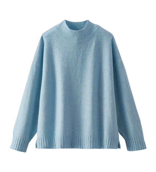 BELLUNA（ベルーナ）の「ウール調ショート丈ニットプルオーバー（ニット・セーター）」｜ブルー