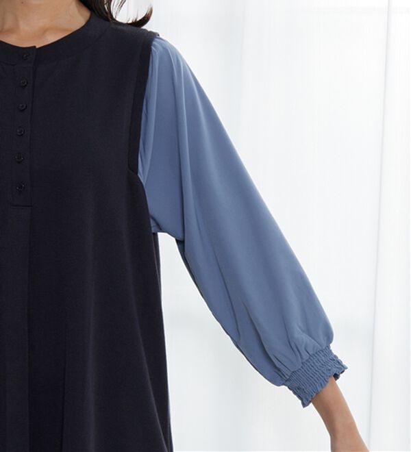 BELLUNA（ベルーナ）の「ヘンリーネック袖切替デザインワンピース（その他ワンピース）」｜詳細画像