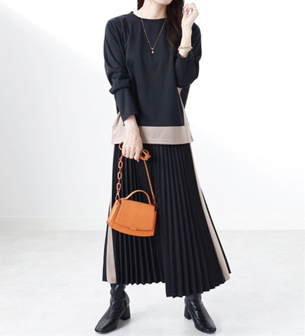 BELLUNA（ベルーナ）の「【Ｌａｇｒｉｌｕａ】配色ライン使いプリーツスカート（ロングスカート）」｜詳細画像