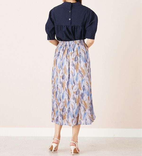 BELLUNA（ベルーナ）の「シフォン素材プリント使いスカート（ロングスカート）」｜詳細画像
