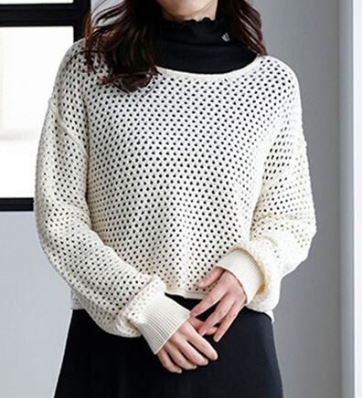 RANAN（ラナン）の「綿１００％メッシュ編ニットプルオーバー（ニット・セーター）」