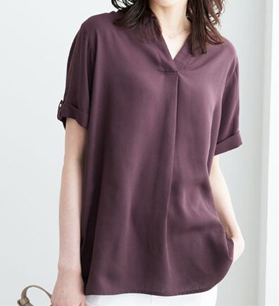 BELLUNA（ベルーナ）の「ジョーゼット素材スキッパーシャツブラウス（シャツ）」