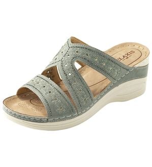 BELLUNA（ベルーナ）の「刺しゅうデザイン美脚魅せミュール（サンダル・ミュール）」｜グレー