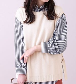 BELLUNA（ベルーナ）の「Ｄカン使いニットベスト（ベスト）」｜アイボリー