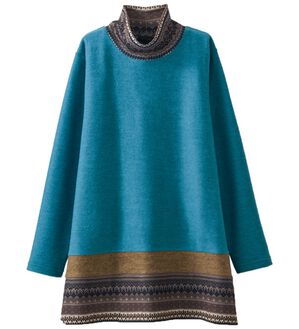 BELLUNA（ベルーナ）の「杢調素材ノルディック切替チュニック（チュニック）」｜ターコイズ