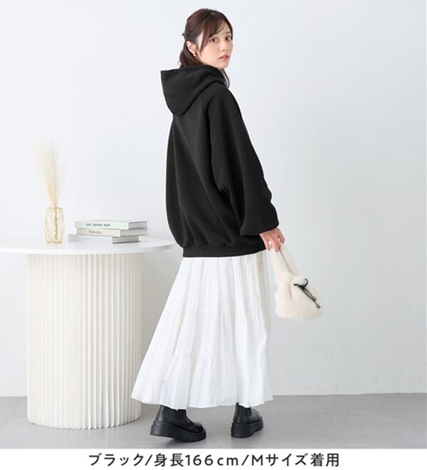 alotta（アロッタ）の「あったか裏起毛パフ袖ゆったりパーカー（パーカー）」｜詳細画像