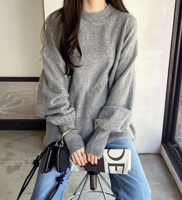 GeeRA（ジーラ）の「ゆるっと柔らか！袖ボリュームメランジニット（ニット・セーター）」｜詳細画像