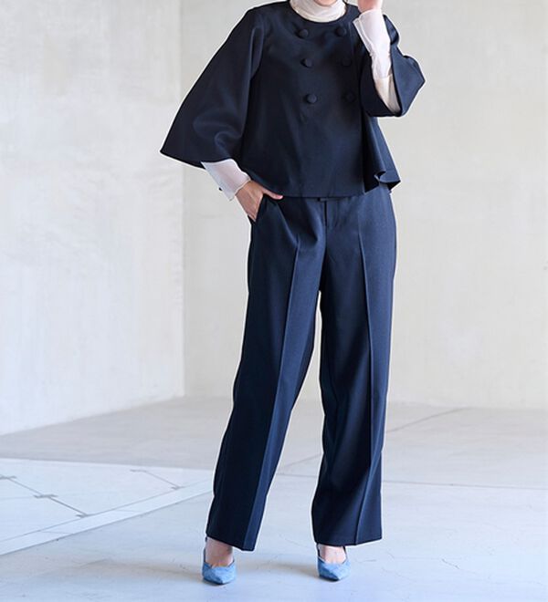 2点セット＞フレアージャケットワイドパンツセット - ベルーナ