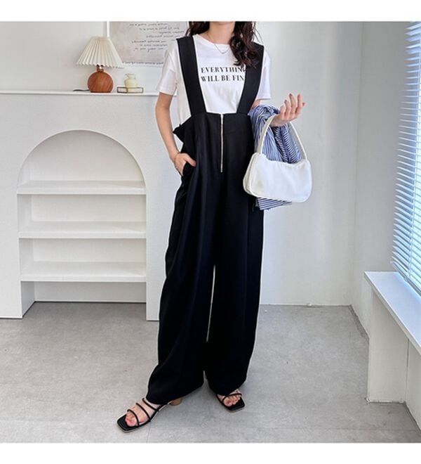 GeeRA（ジーラ）の「フロントジップハイウエストサロペット（オールインワン）」｜詳細画像