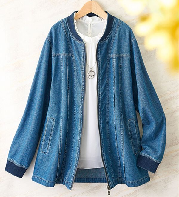 ルフラン（ルフラン）の「すらり見えのデニムブルゾン（ブルゾン）」｜ブルー