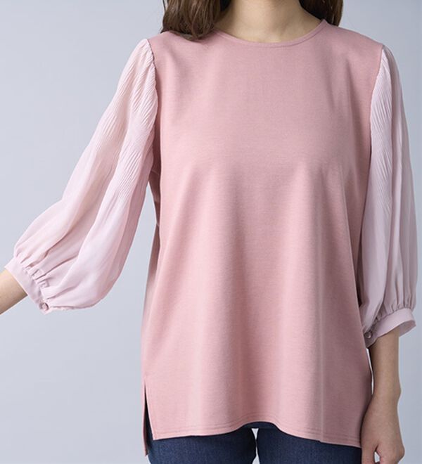 BELLUNA（ベルーナ）の「ヒンヤリ！プリーツ使いデザインプルオーバー（カットソー）」｜詳細画像