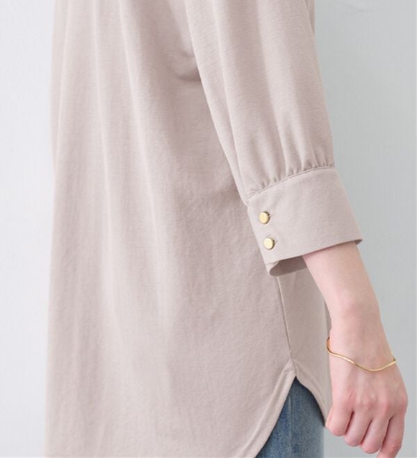 alotta（アロッタ）の「【接触冷感】６分袖衿フェイク裾ラウンドチュニック（チュニック）」｜詳細画像