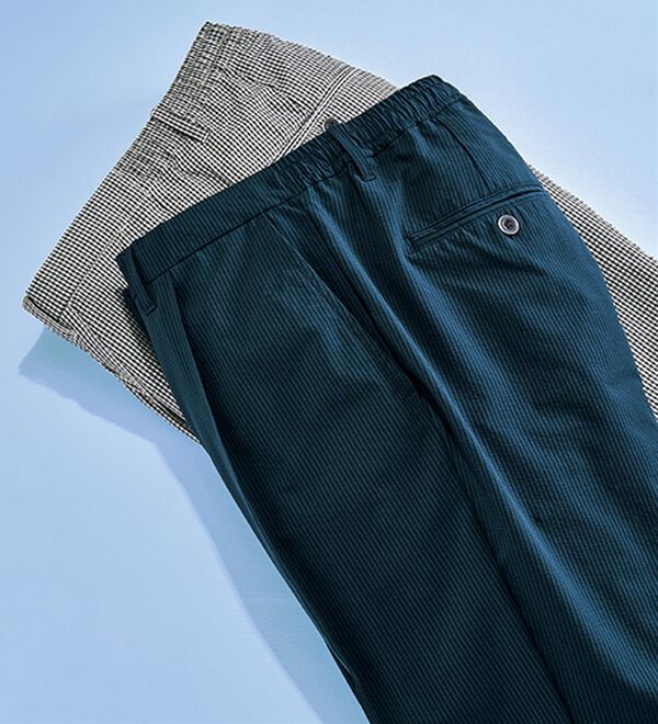 「＜シンプル＆プラス＞接触冷感ストレッチサッカースラックス（メンズスラックス）」｜詳細画像