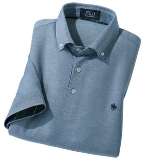 「＜ポロ・ビーシーエス＞上品５分袖ポロシャツ（メンズポロシャツ）」｜ブルー