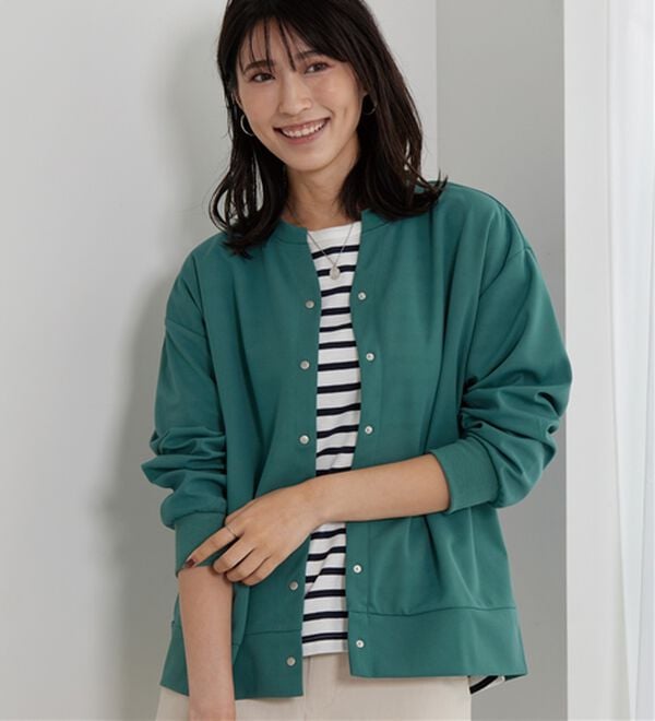 BELLUNA（ベルーナ）の「ジョーゼット素材スキッパーカーディガン（その他カーディガン）」｜ブルーグリーン