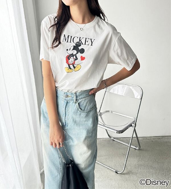 GeeRA（ジーラ）の「【Disney/ディズニー】別注/Mickey Mouse＆Minnie Mouse/ヴィンテージプリントTシャツ（カットソー）」｜詳細画像