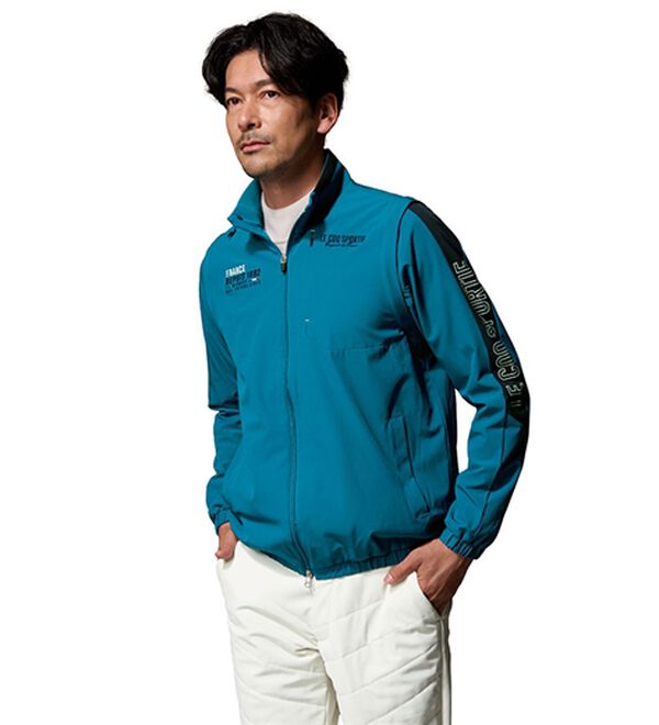 「＜ルコックスポルティフ＞マーキング切替デザイン２ＷＡＹブルゾン（メンズジャケット）」｜ブルー