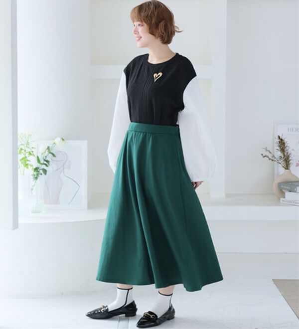 A HAPPY MARILYN（アハッピーマリリン）の「【Ｌ～８Ｌ】選べる身長別＆デザイン　ゆるっと楽ちん　ミニ裏毛　フレアスカート＆ワイドパンツ（ワイドパンツ・ガウチョ）」｜詳細画像