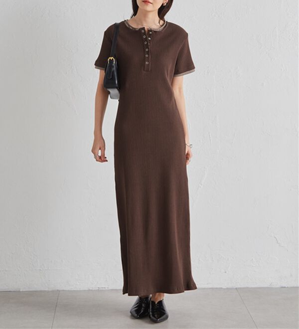 RANAN（ラナン）の「レイヤードヘンリーネックリブワンピース（カットソーワンピース）」｜詳細画像