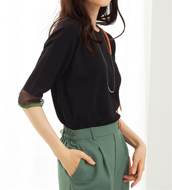 BELLUNA（ベルーナ）の「袖シアーラメ入りニットプルオーバー（ニット・セーター）」｜詳細画像