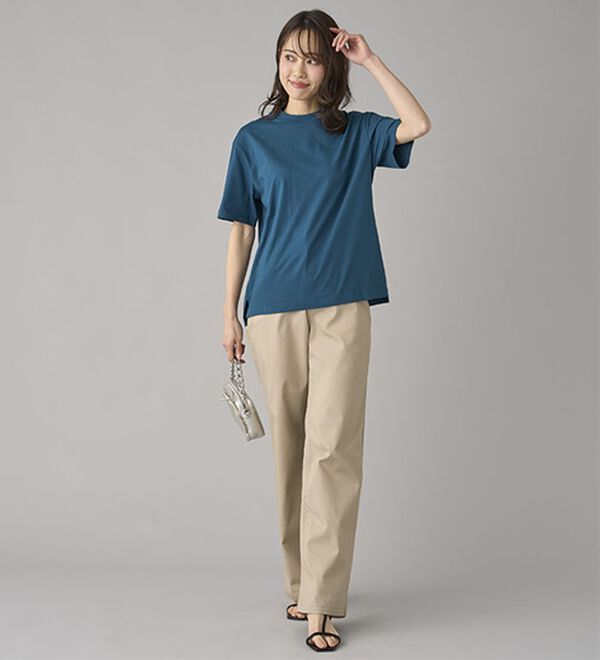 BELLUNA（ベルーナ）の「【汗ジミ対策◎】＜エアリーアイスコットン＞オーバーサイズＴシャツ【選べる袖丈】（カットソー）」｜詳細画像